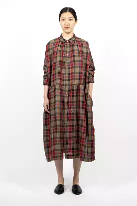 Linen Tartan Dress Mocha