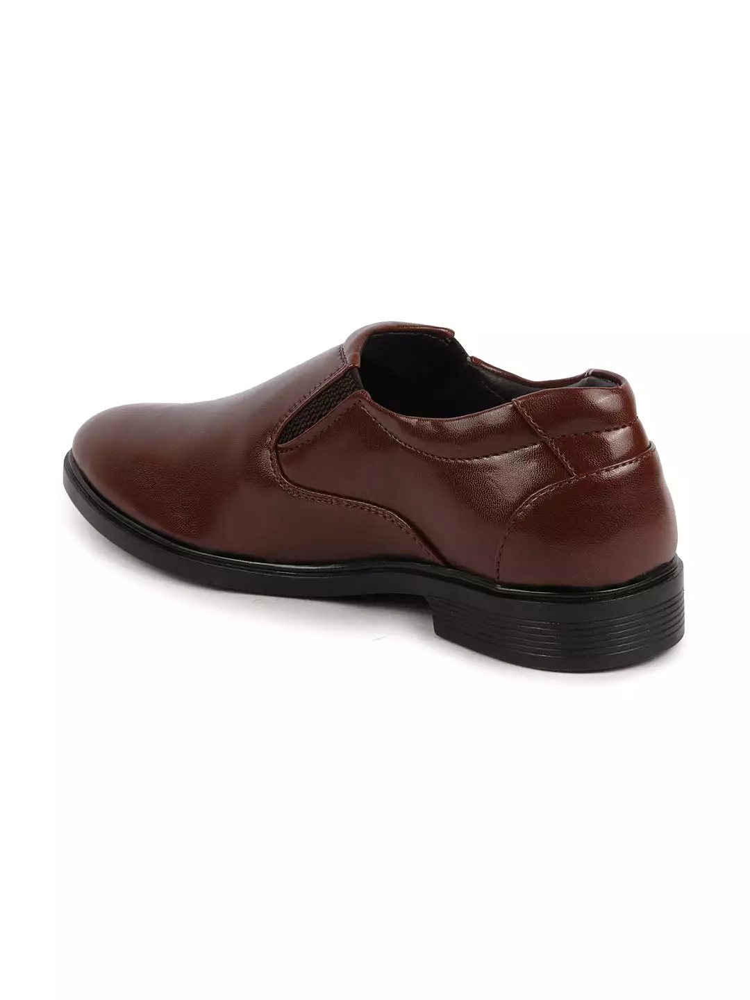 Men Brown Formal Dress Slip On Shoes With Cushioned Footbed For Office|Work|Loafer|Half Shoes|Cut Shoe