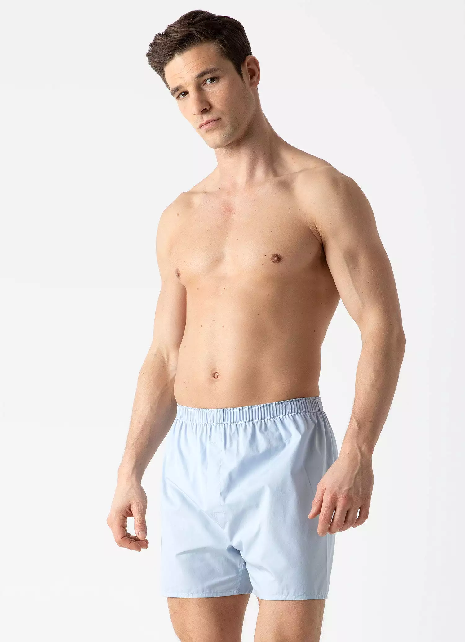 Men's Long Cut Classic Boxer Shorts in Plain Blue