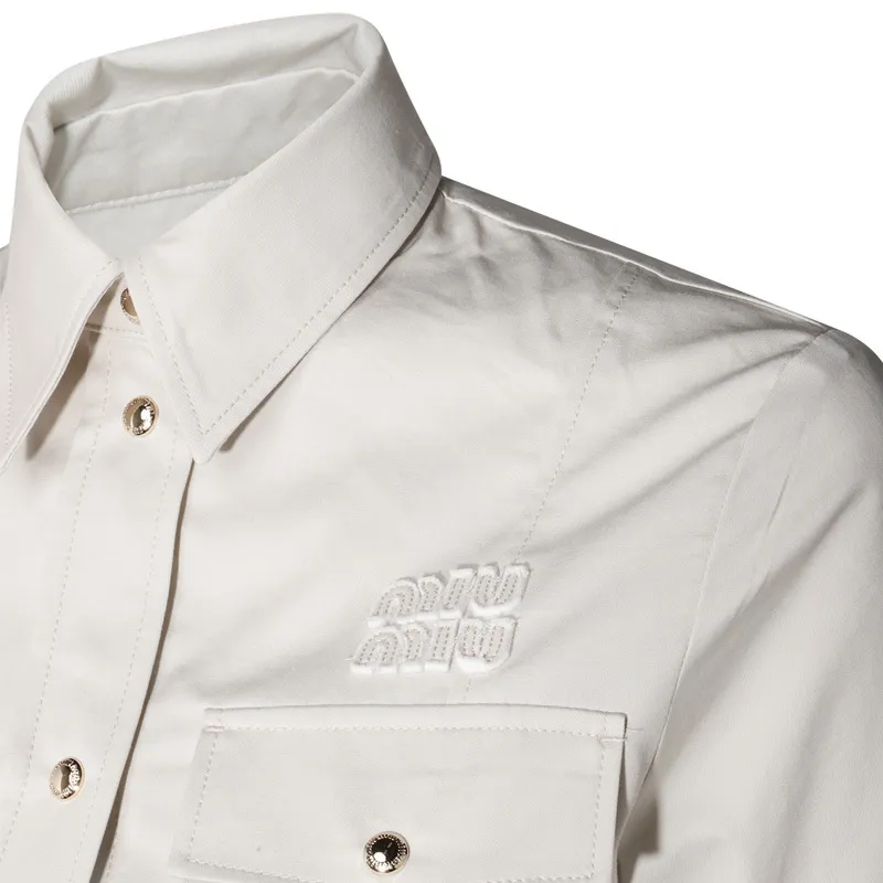 MiuMiu  |Plain Cotton Short Sleeves Logo Shirts & Blouses