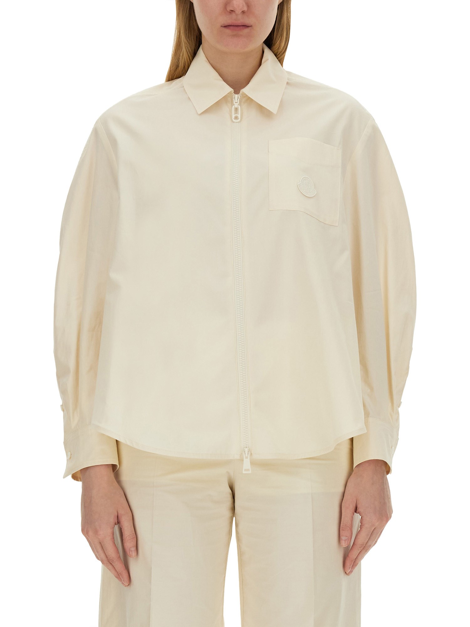 MONCLER    POPLIN SHIRT WITH ZIPPER