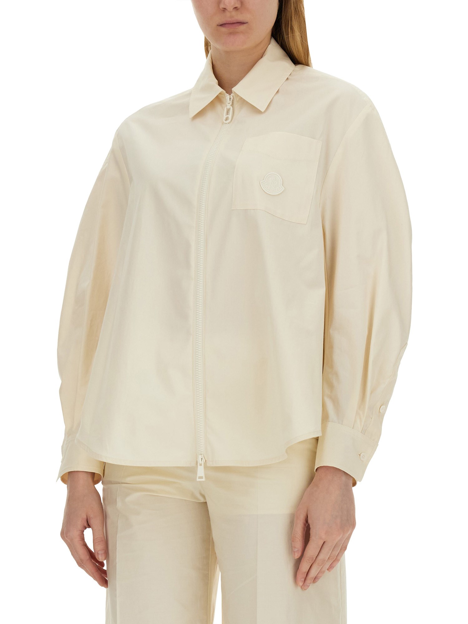 MONCLER    POPLIN SHIRT WITH ZIPPER