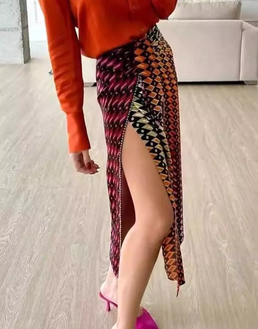 Multi Color High Slit Skirt