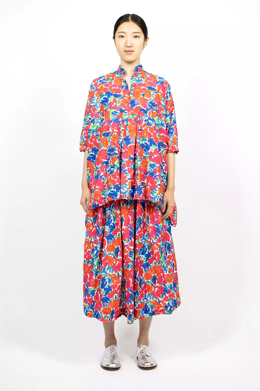 Nastro Flower Print Skirt Red/Blue