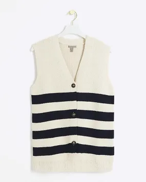 Navy stripe knit waistcoat