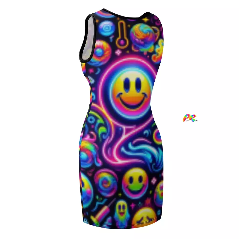 Neon Drip Rave Tank Dress