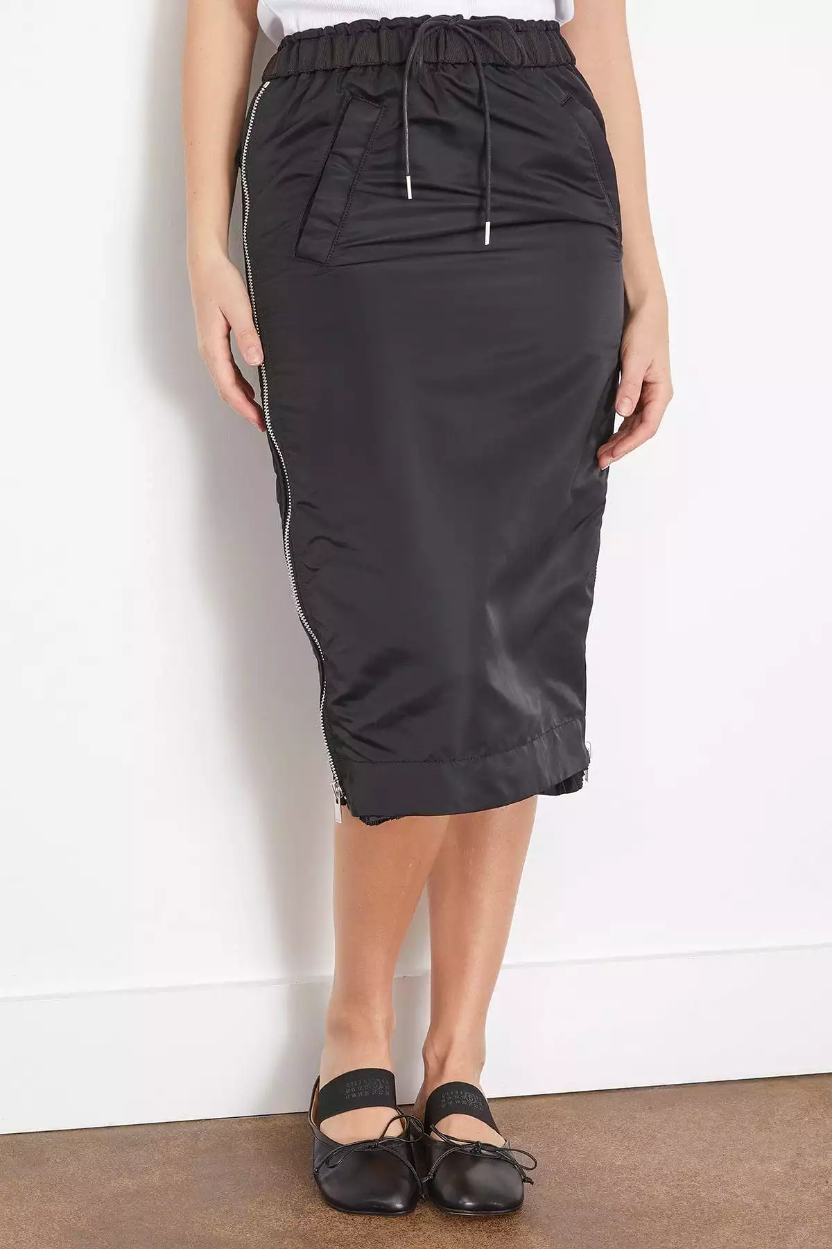 Nylon Twill Skirt in Black