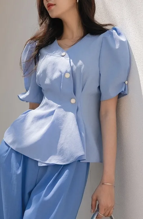 ODE  |Chiffon Plain Short Sleeves Bridal Shirts & Blouses