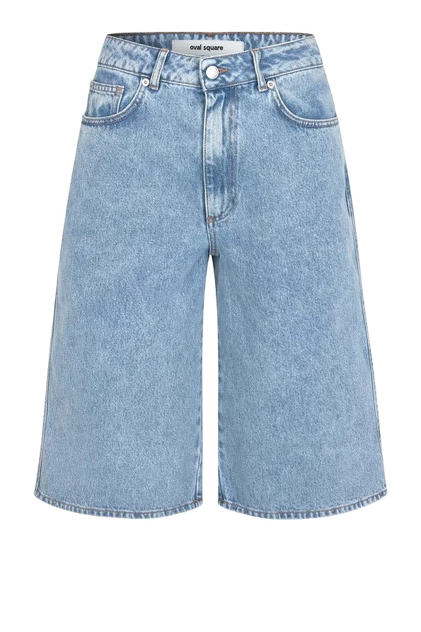 oval square City Denim Shorts Light Blue