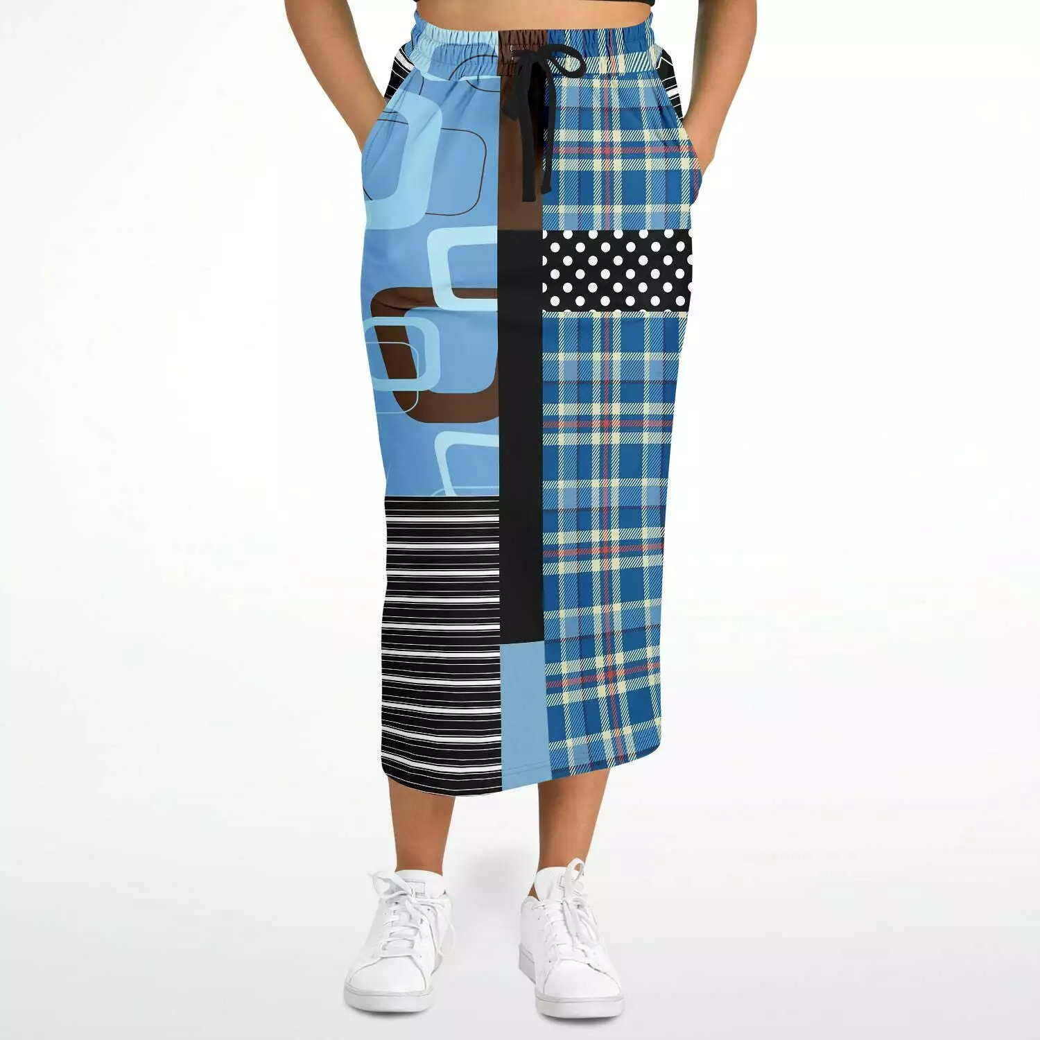 Pacific Palisades Geo Patchwork Eco-Poly Long Pocket Skirt