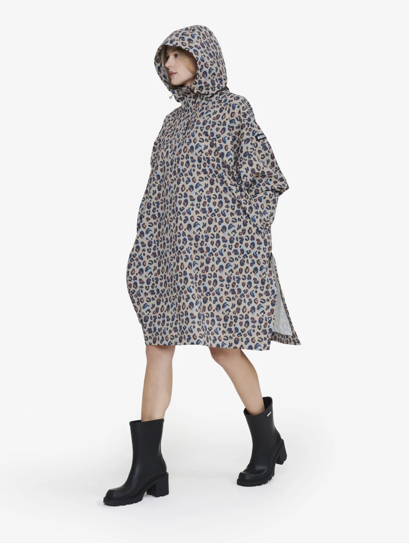 Packable printed poncho