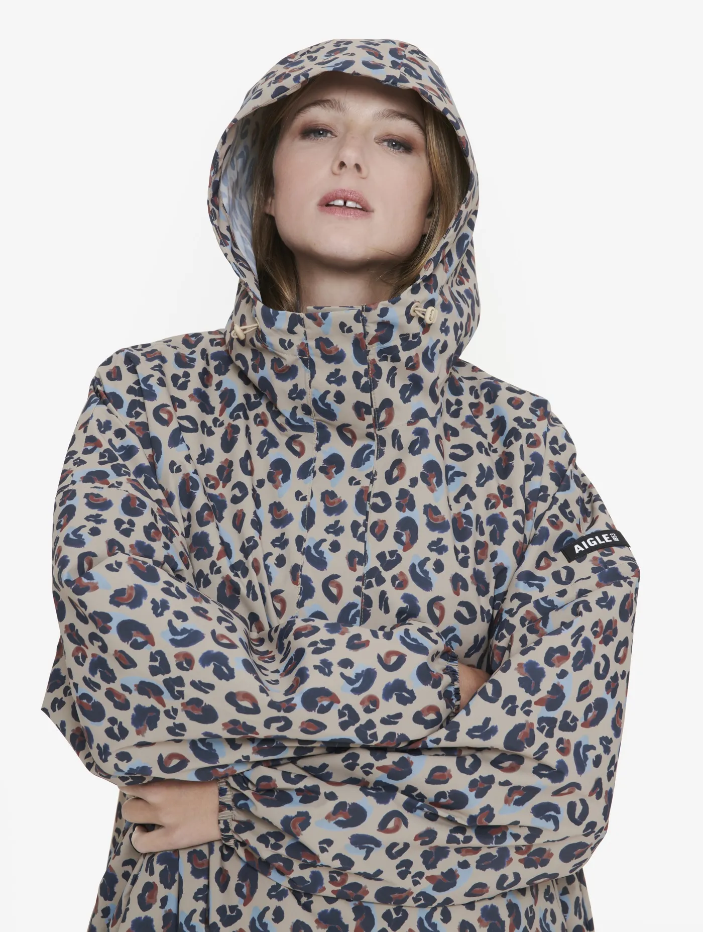 Packable printed poncho