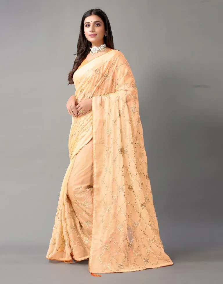 Peach Chiffon Saree