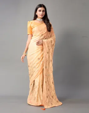 Peach Chiffon Saree