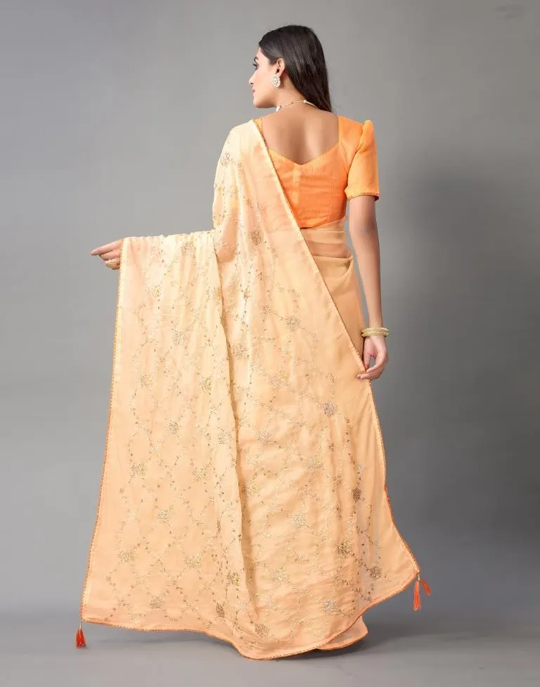 Peach Chiffon Saree