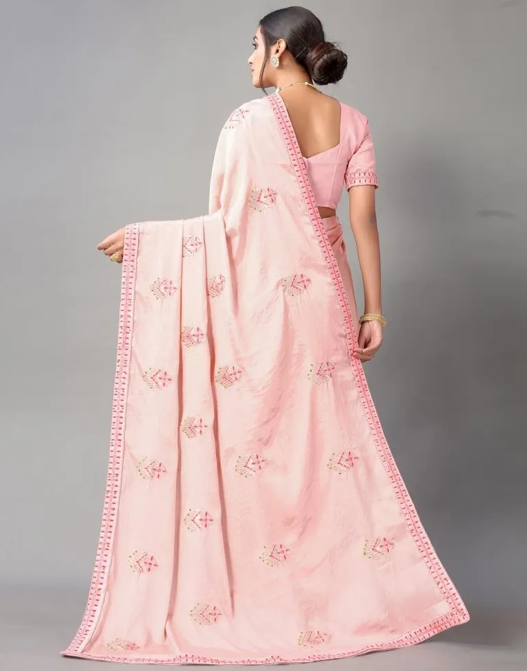 Peach Embroidery Saree