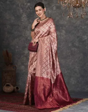 Pink Banarasi Silk Woven Saree