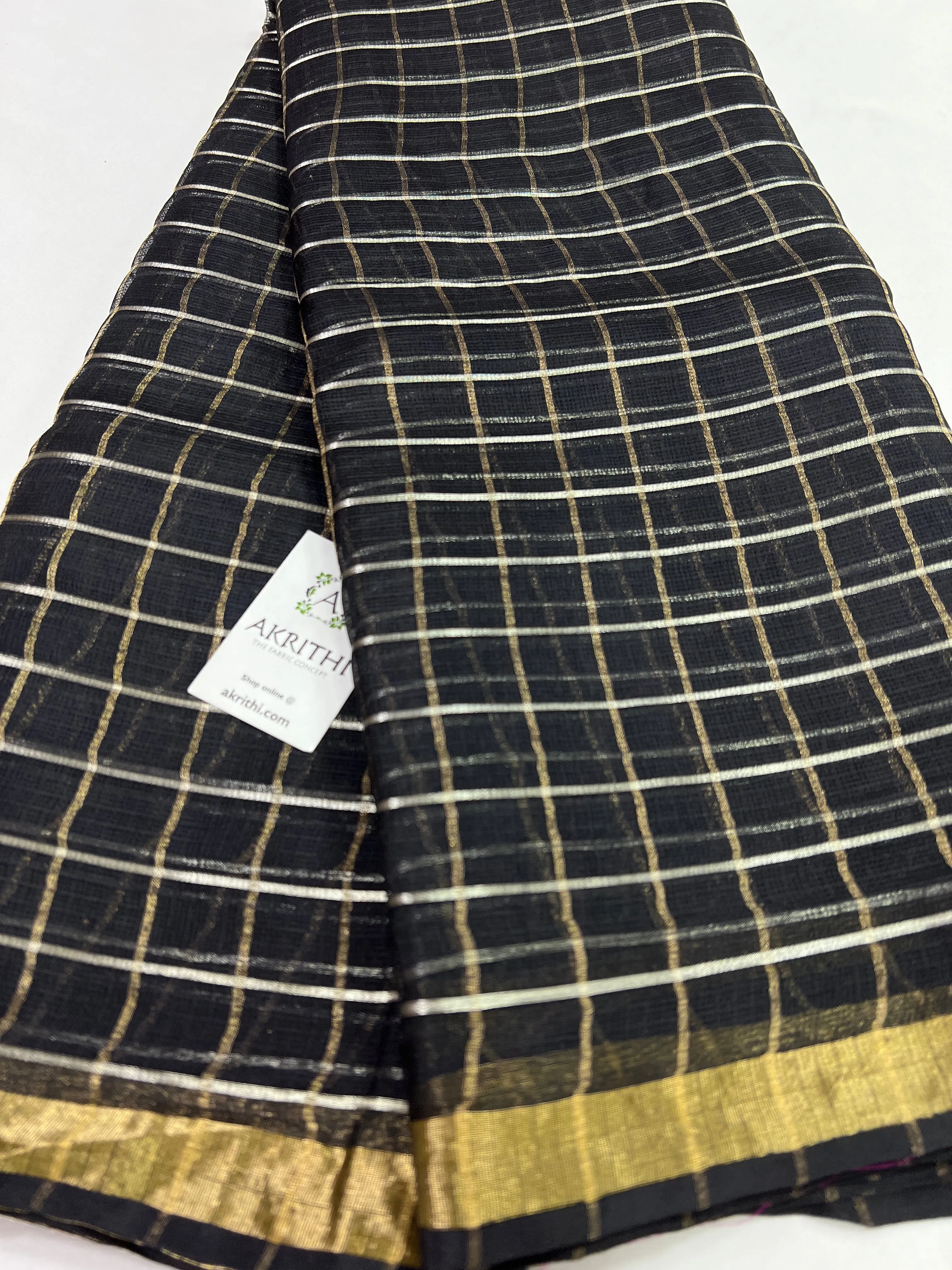 Pure kota silk saree with zari checks