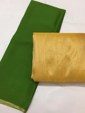 Pure silk chiffon saree with pure raw silk blouse