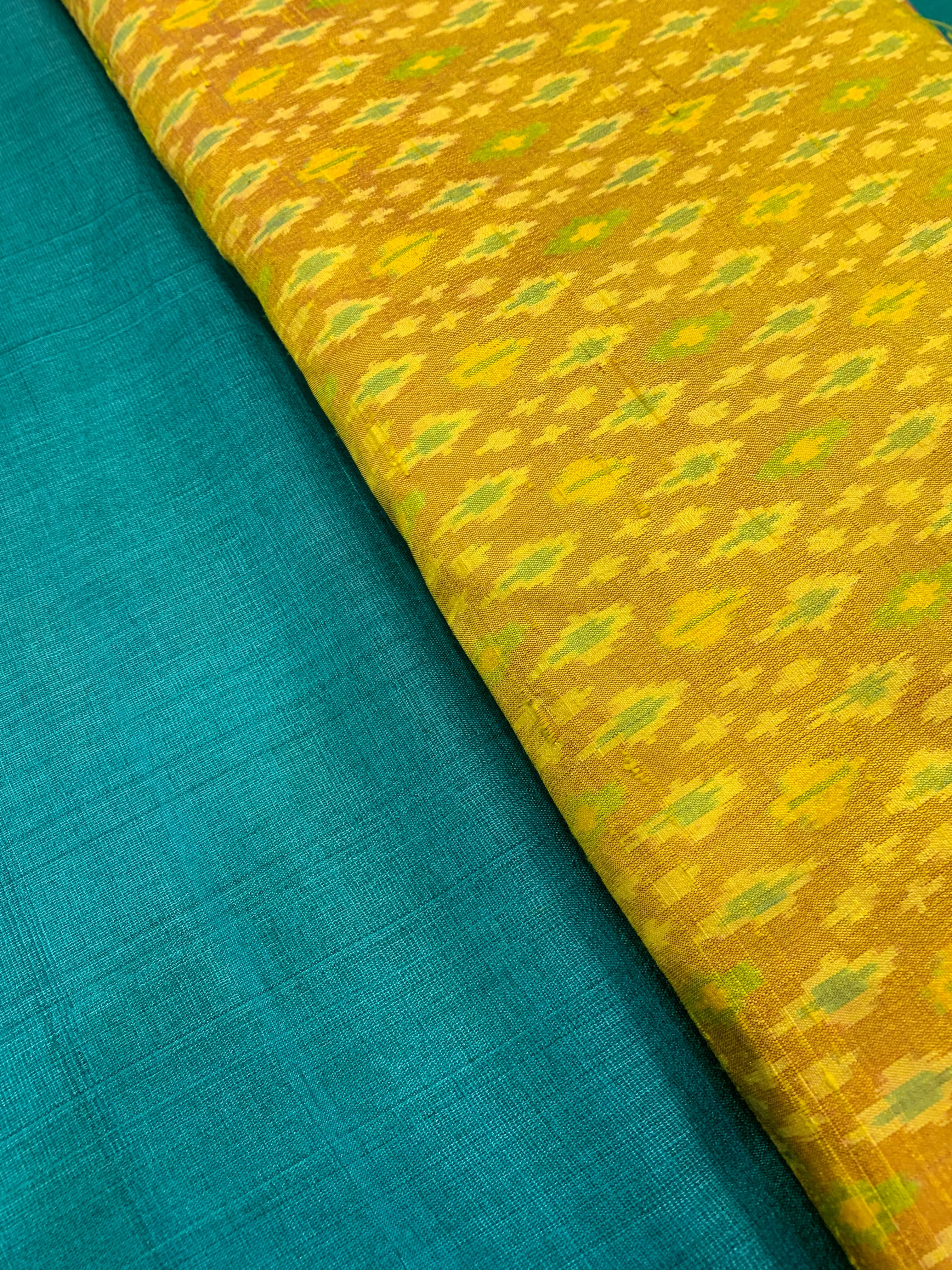 Pure tussar silk saree with pure silk ikat blouse