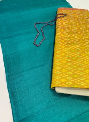 Pure tussar silk saree with pure silk ikat blouse