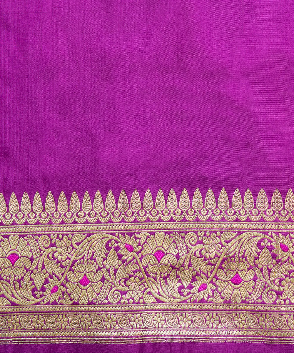 Purple Handloom Pure Katan Silk Banarasi Saree With Kadhwa Jaal and Pink Meenakari