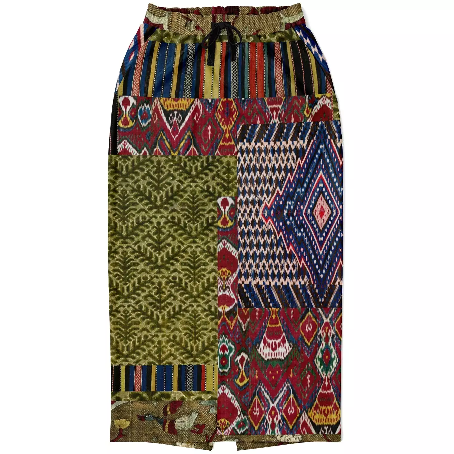 Red Melange Eco-Poly Long Pocket Skirt