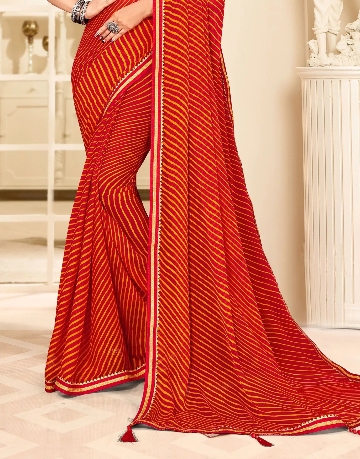 Red Printed Saree