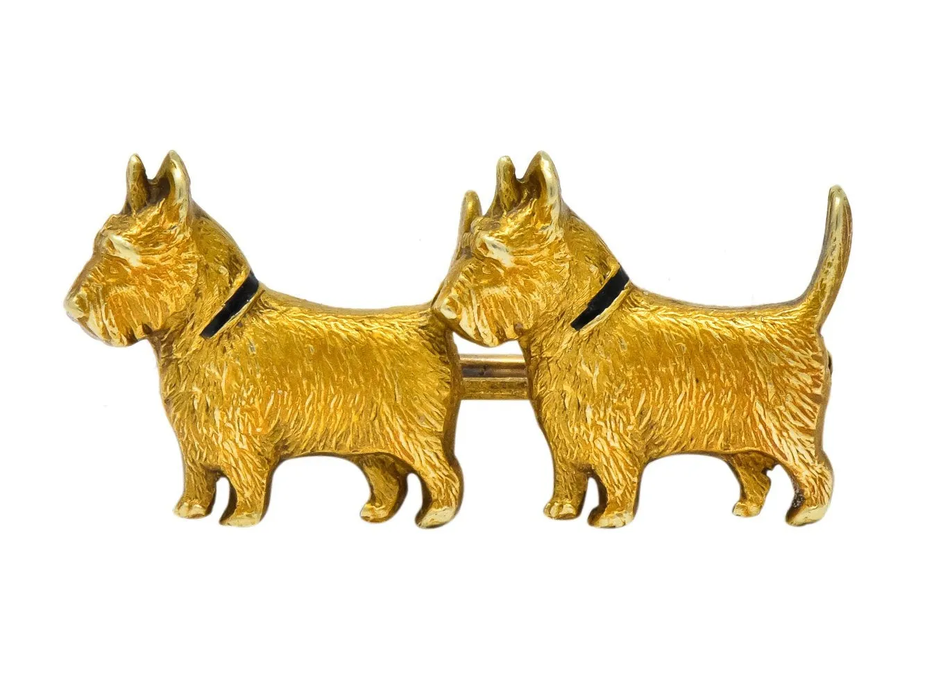 Retro Enamel Scottish Terrier 14 Karat Gold Brooch