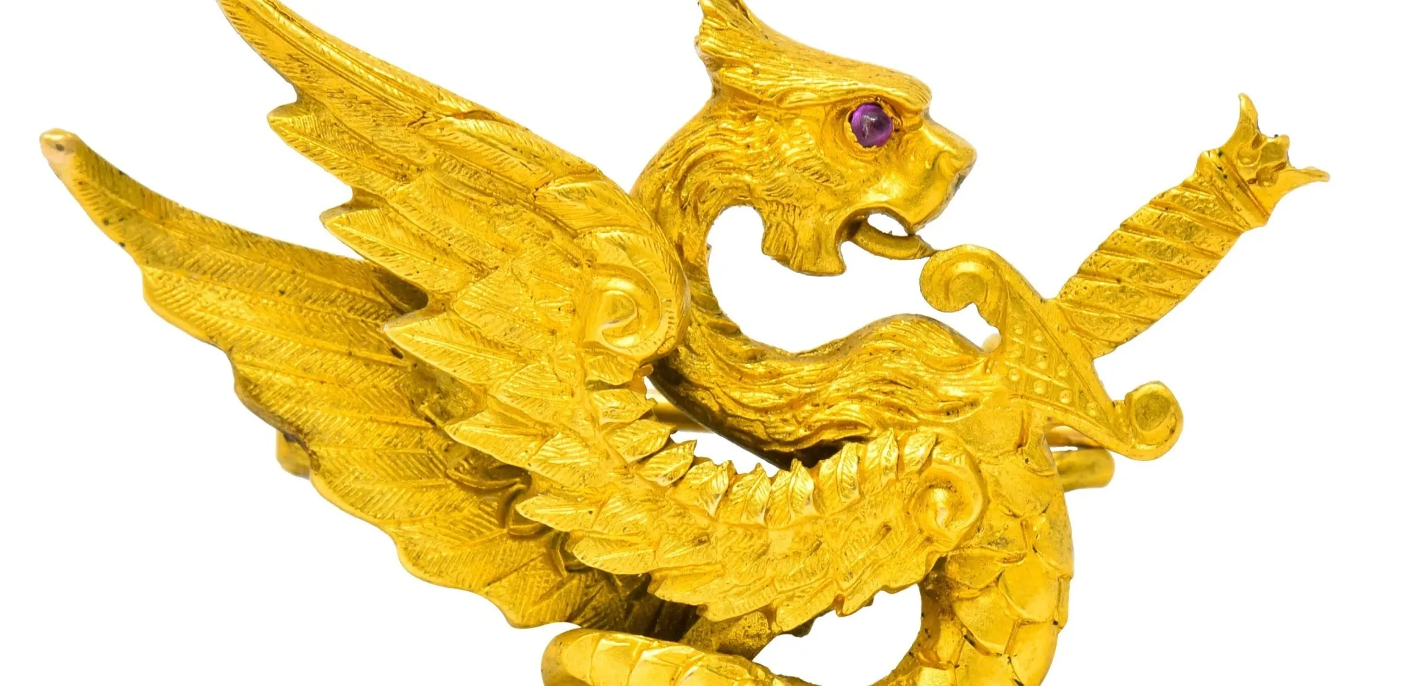 Riker Brothers Art Nouveau 14 Karat Yellow Gold Dragon Brooch Circa 1900