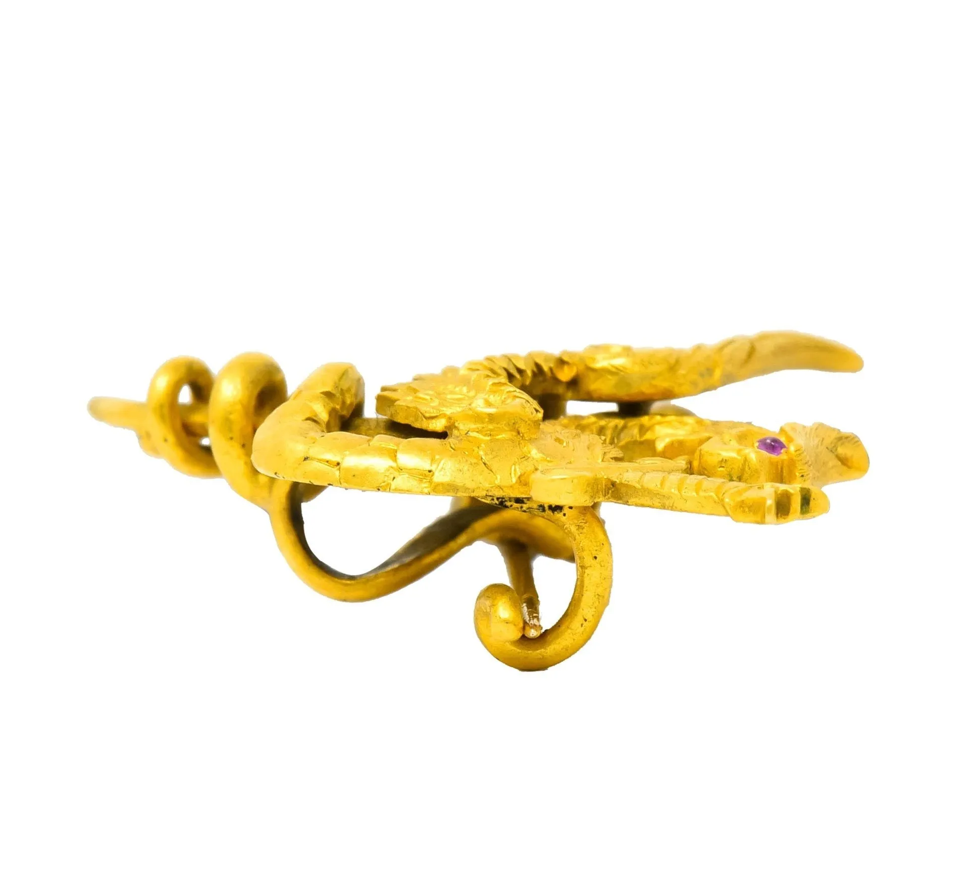 Riker Brothers Art Nouveau 14 Karat Yellow Gold Dragon Brooch Circa 1900