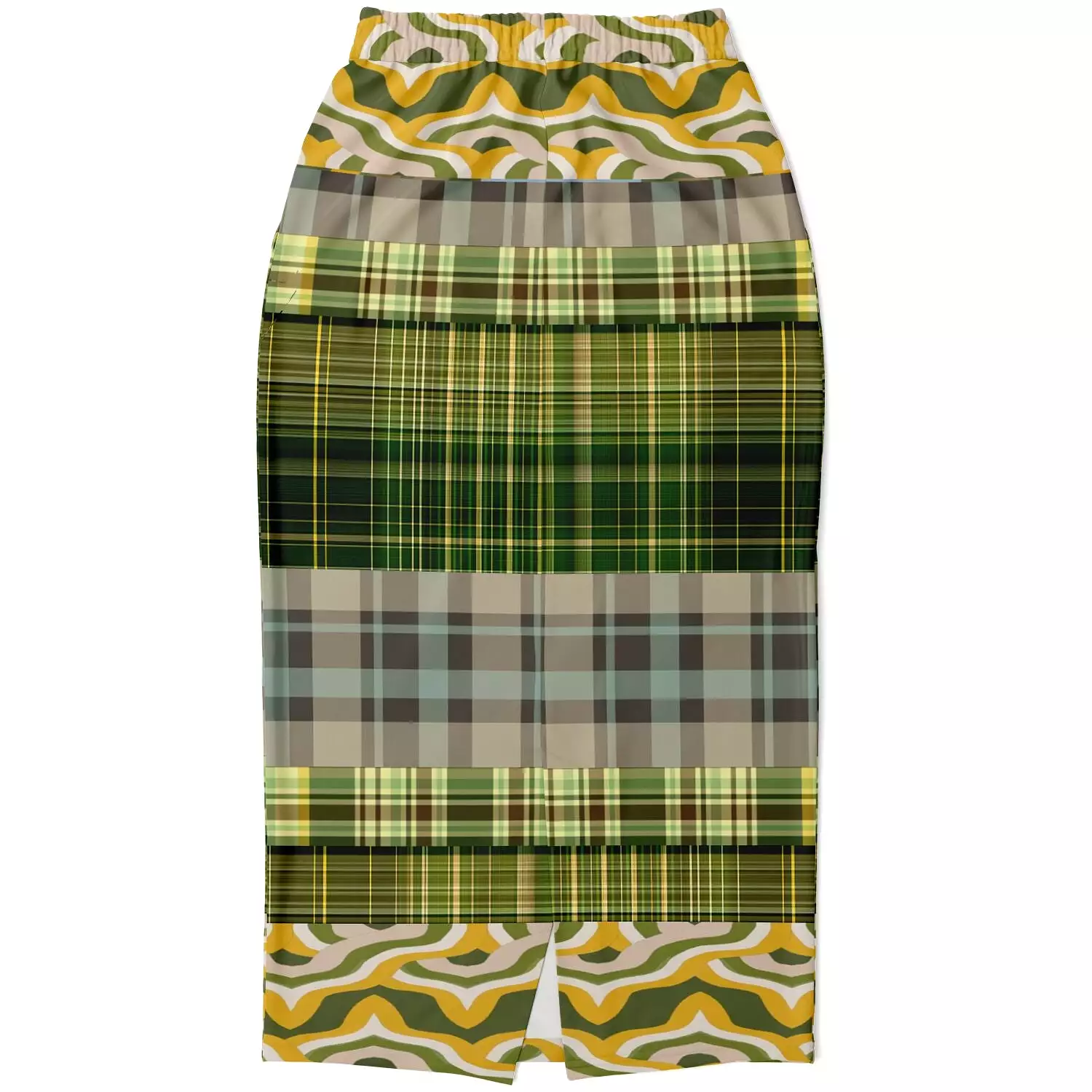 Rolling Green Plaid Eco-Poly Long Pocket Skirt