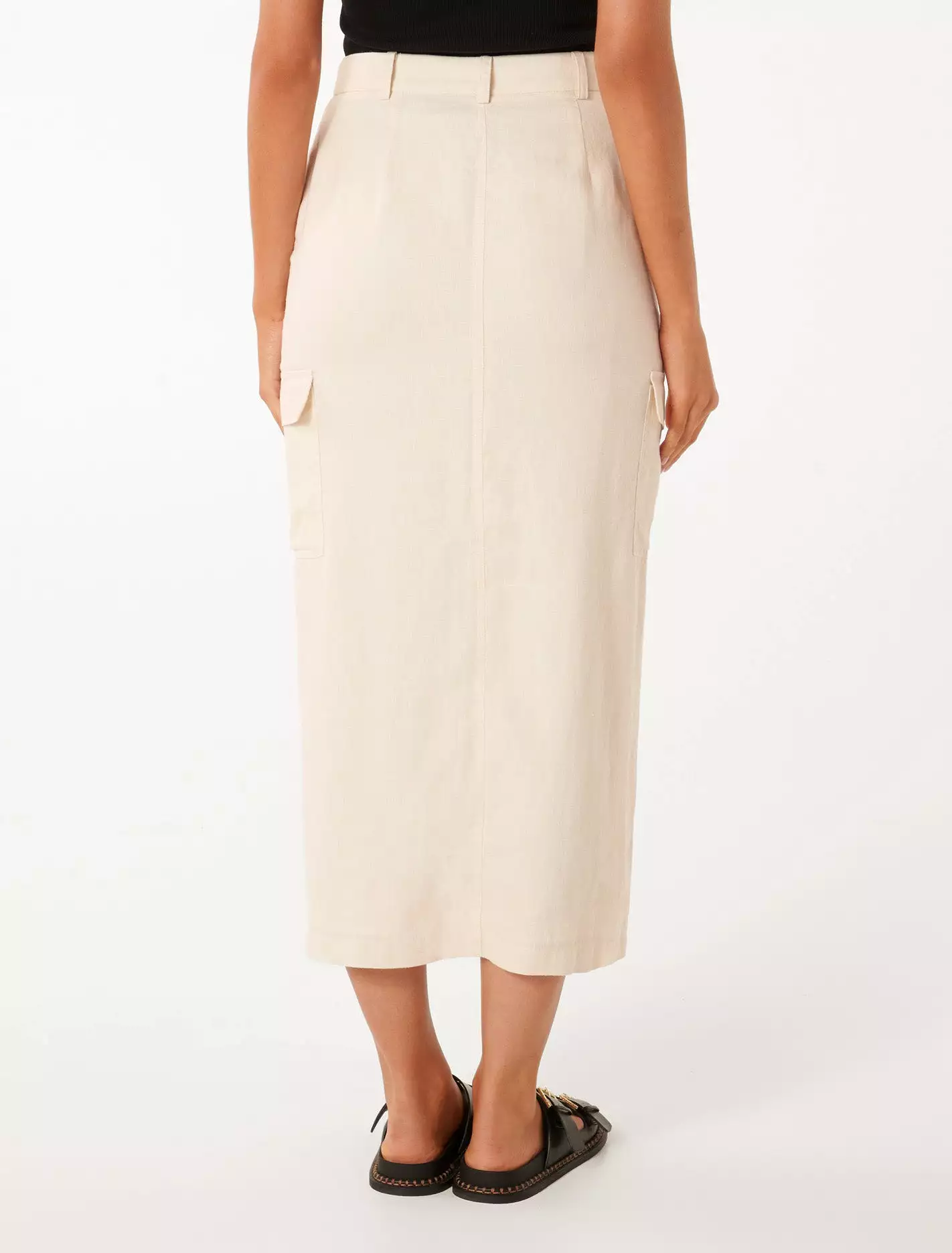 Ronnie Linen Cargo Midi Skirt