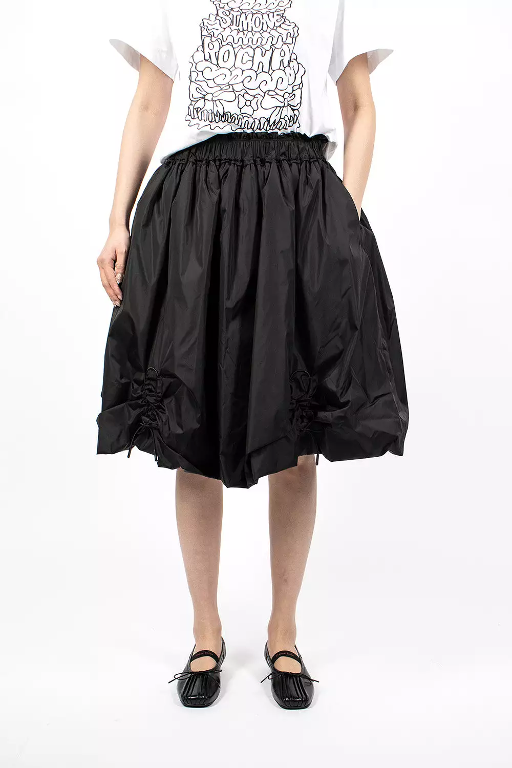 Ruched midi Skirt Black