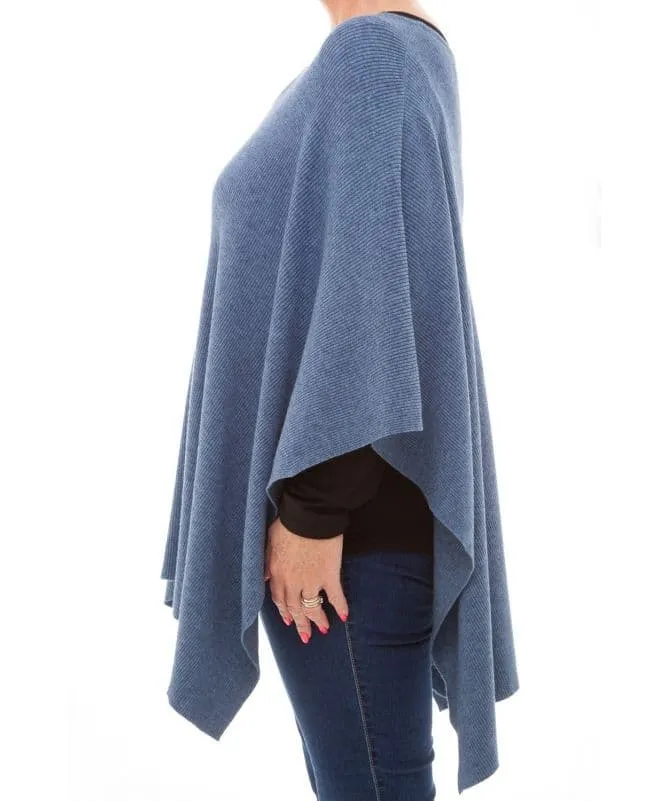 SOFT RIB  PONCHO DENIM