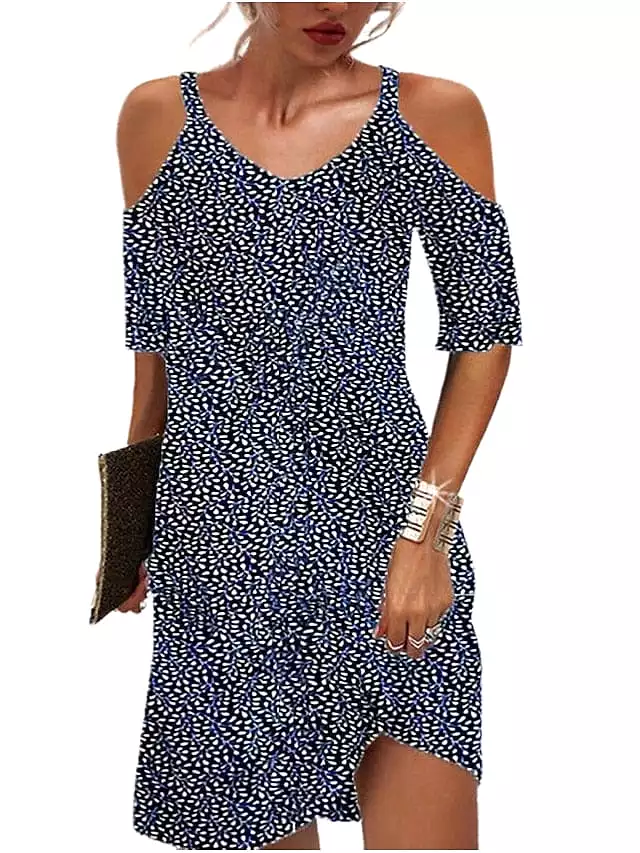 Spring Summer Polka Dot Mini Dress with Stylish V Neck