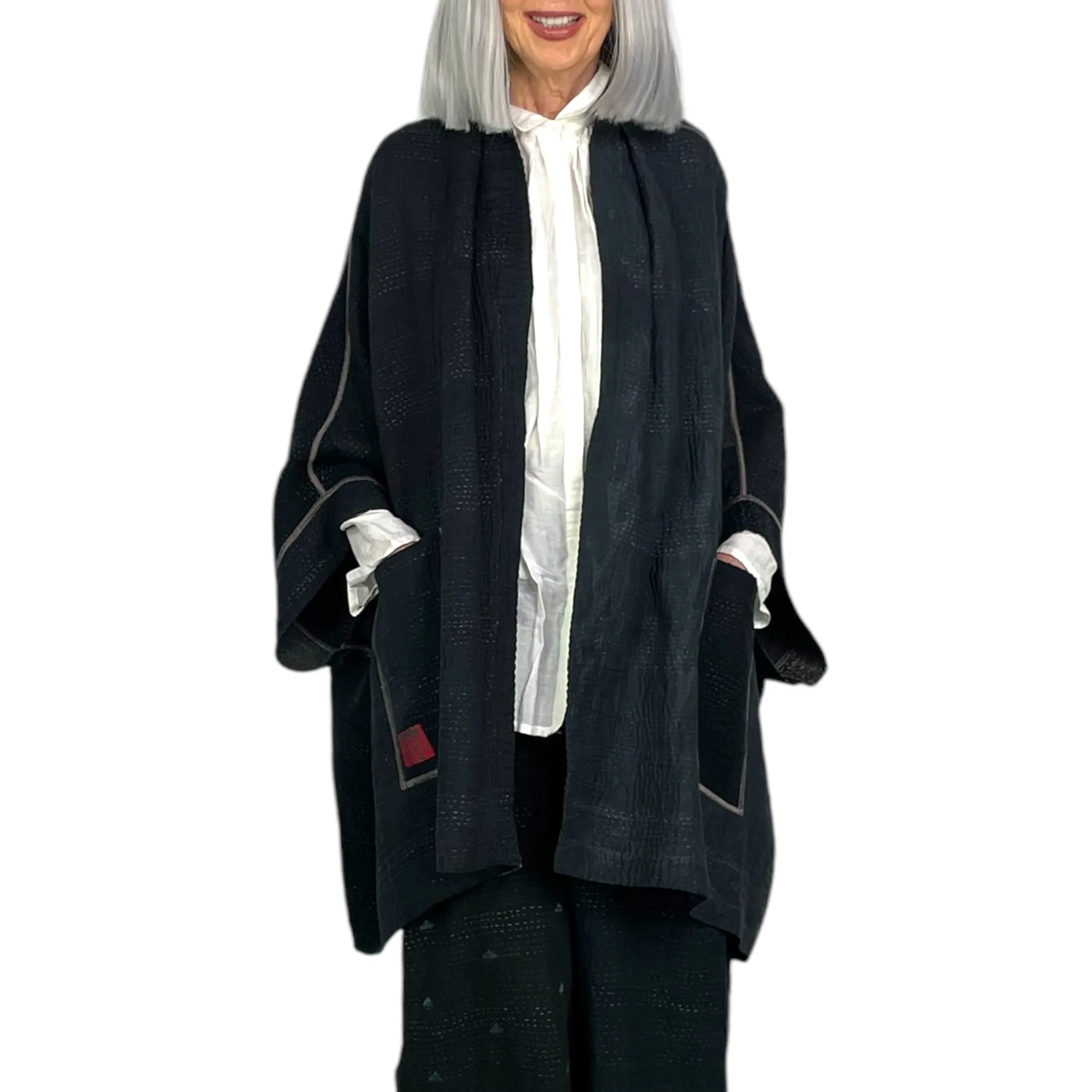 SW PATCH DOUBLE COLLAR PONCHO