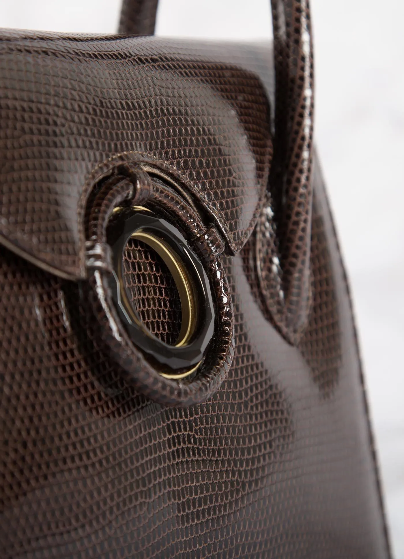 Thompson 'O' Tote - Chocolate Brown Exotic Lizard