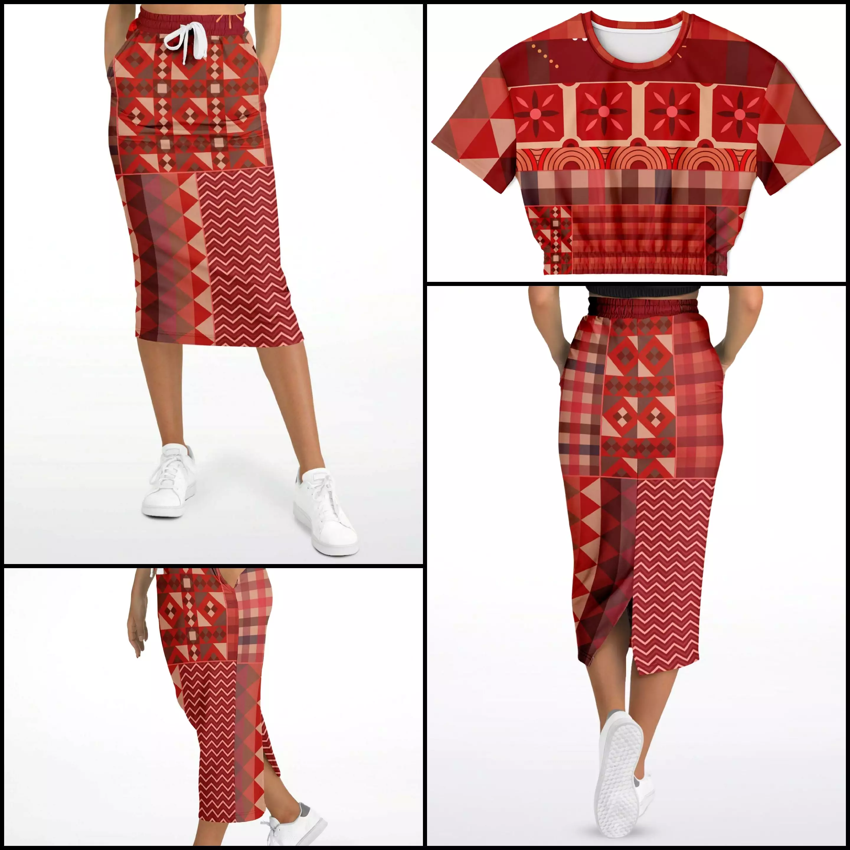 Toscana Red Eco-Poly Long Pocket Skirt