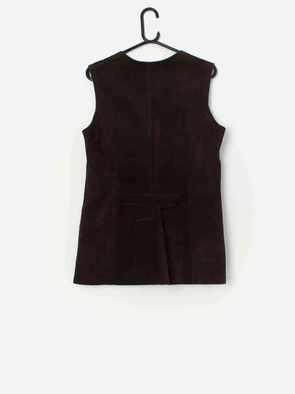 Vintage black suede waistcoat with pockets – Small