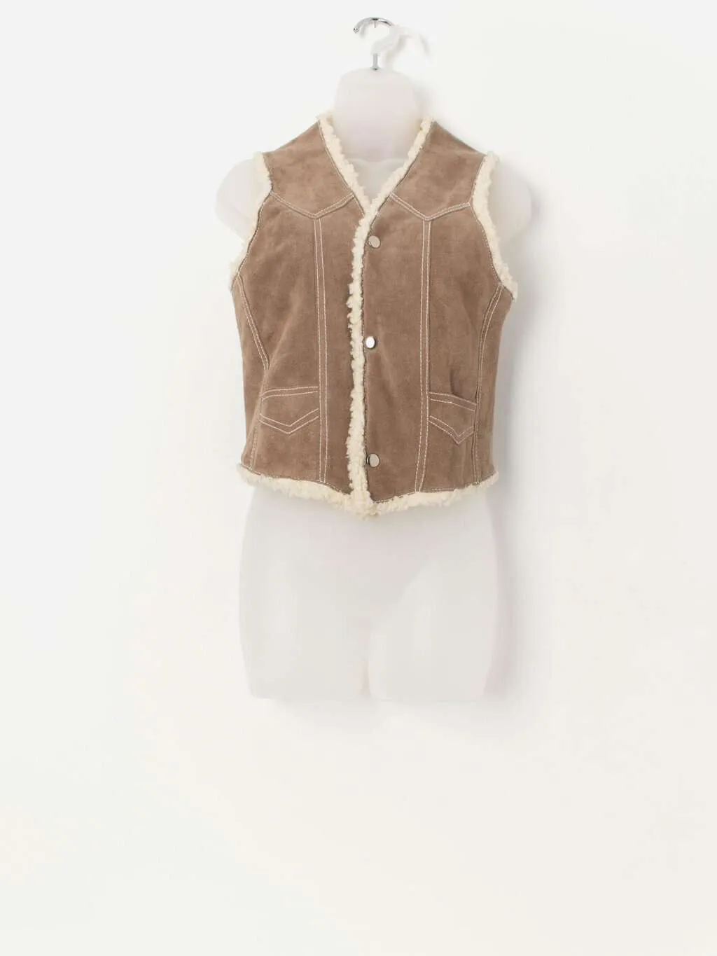 Vintage suede sherpa lined vest / waistcoat – Small