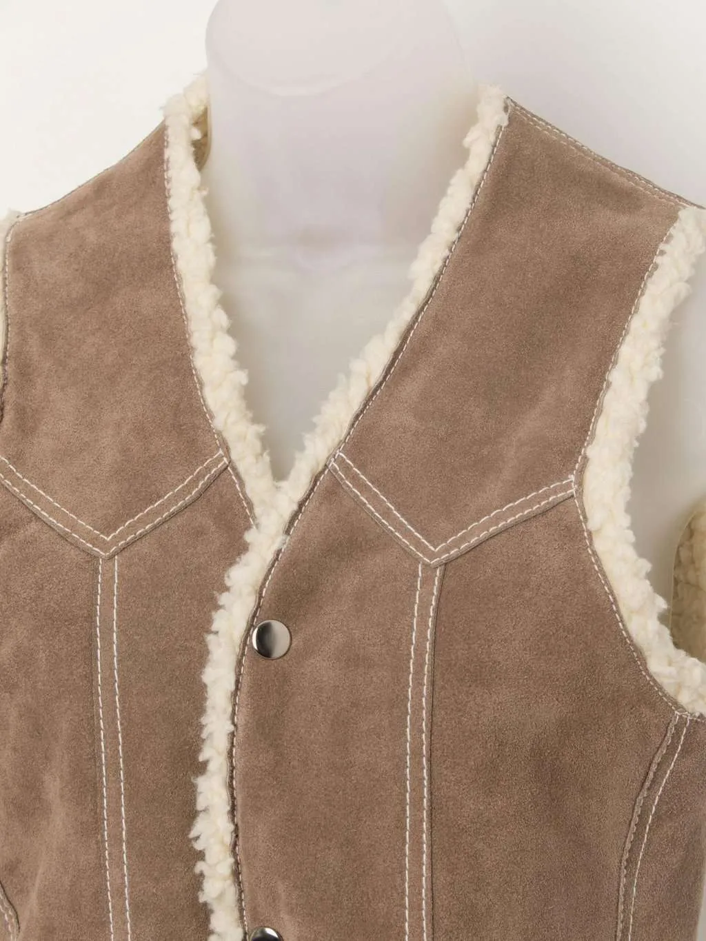 Vintage suede sherpa lined vest / waistcoat – Small