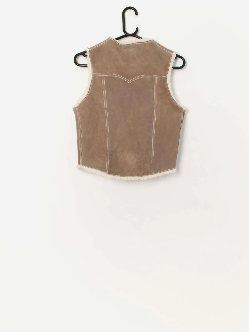 Vintage suede sherpa lined vest / waistcoat – Small