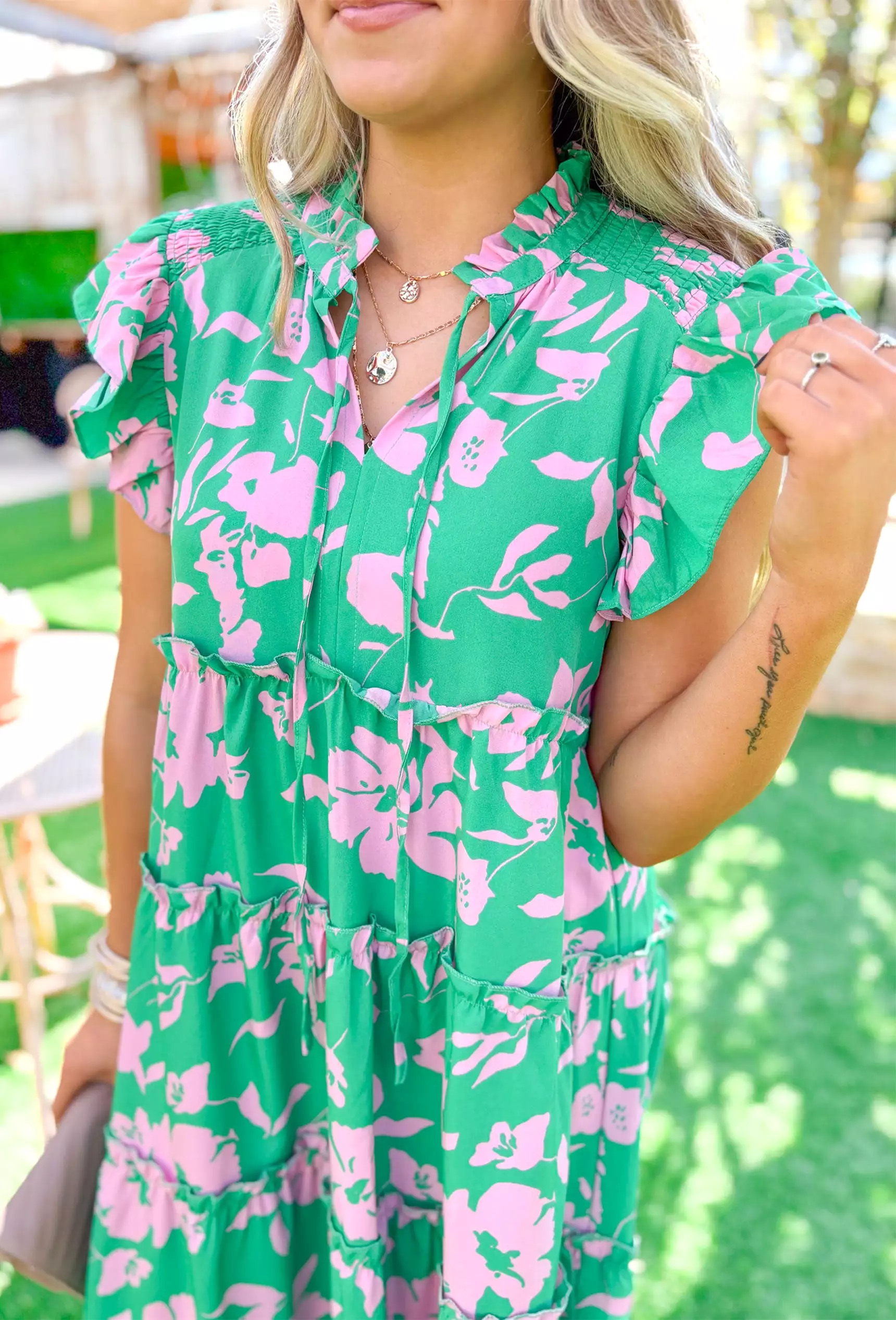 Warmer Weather Floral Midi Dress in Green