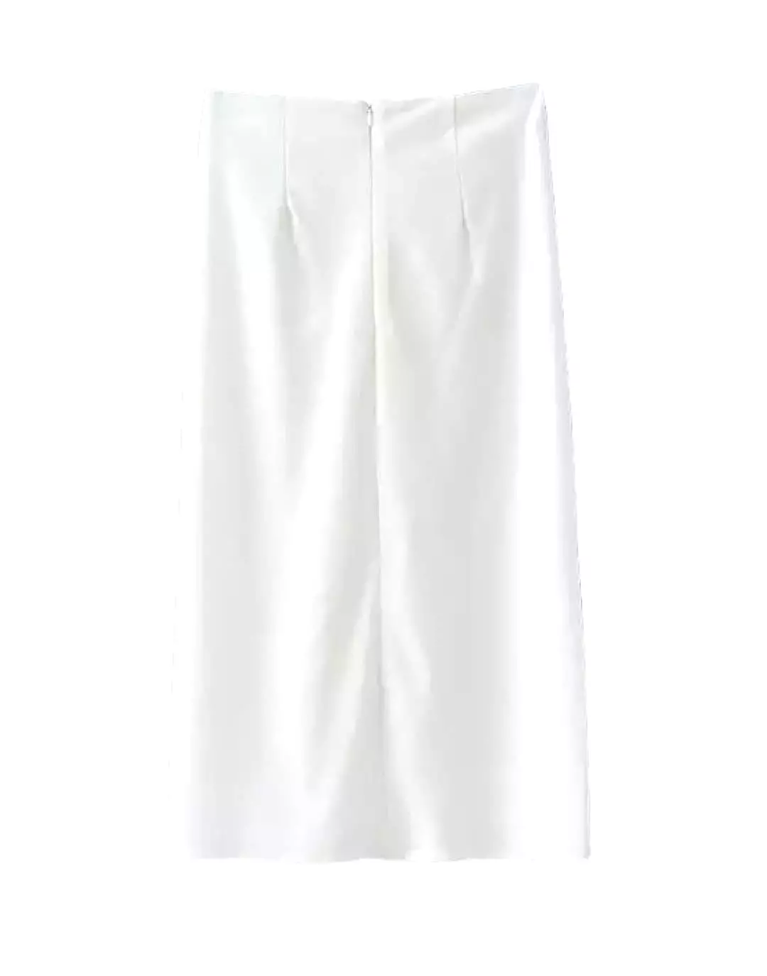 White Ruched Front Midi Skirt