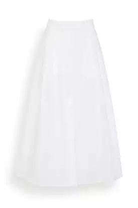 Wide Poplin Skirt in White