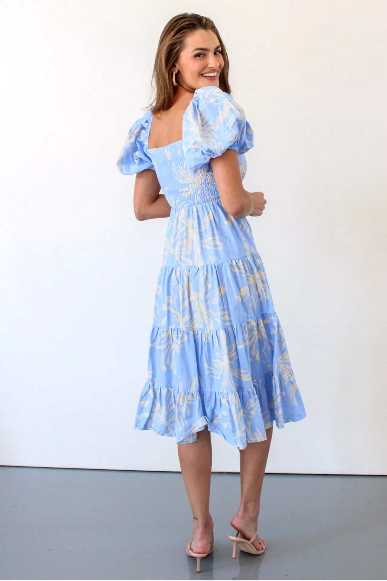 Wilmington Winds Puff Sleeve Midi Dress